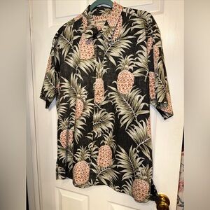 COOKE STREET Mens XL? Black Pineapple Reverse Print Button Up Hawaiian Shirt